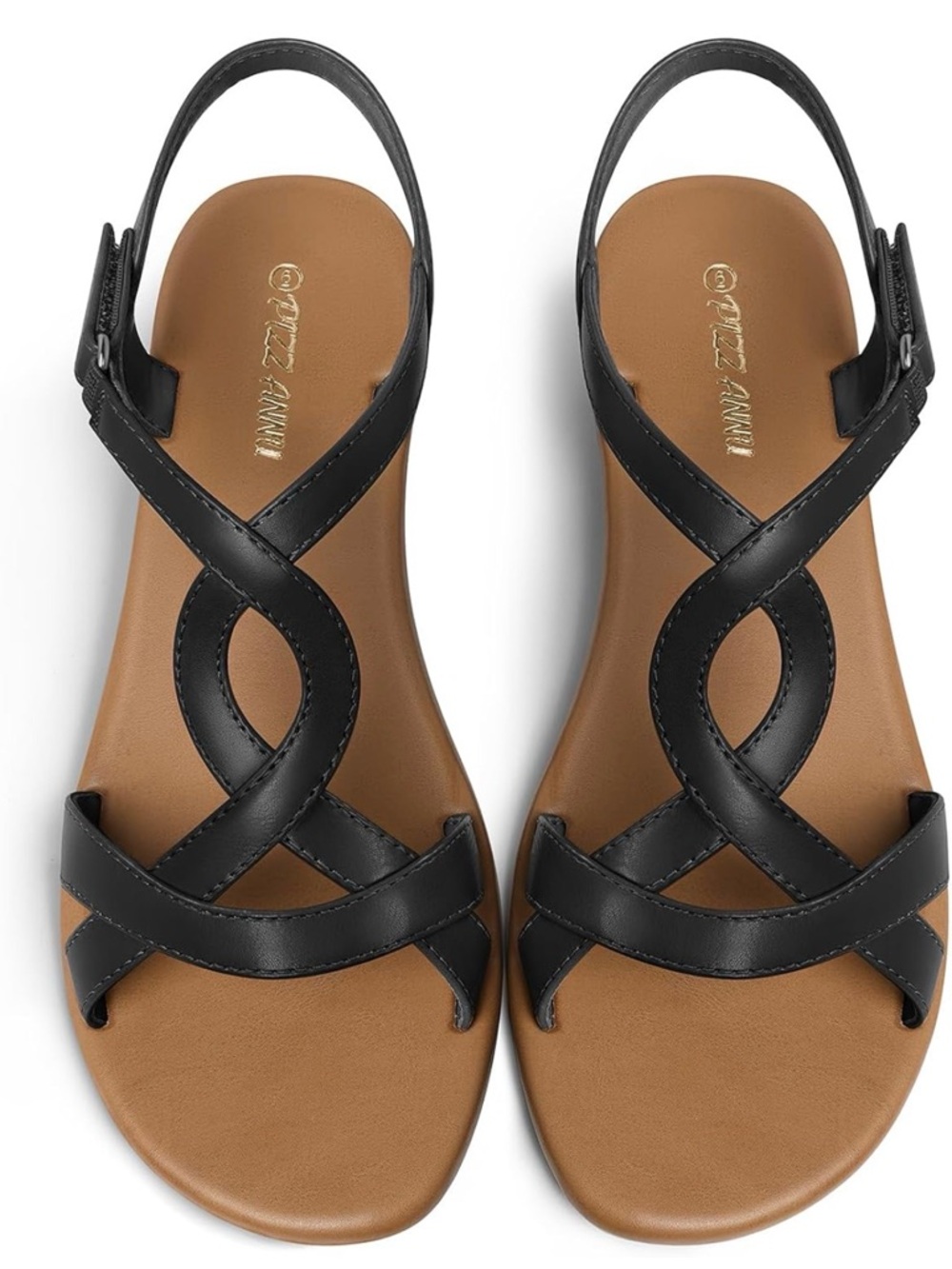 Cute Summer Black Strappy Wedge Sandals| Low Heel Comfort| Velcro Strap| Size 8